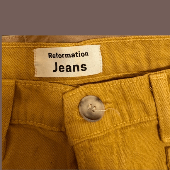 Reformation Taylor Pant Jeans | Dijon Yellow Denim | Size 26 | Vintage - Picture 3 of 5